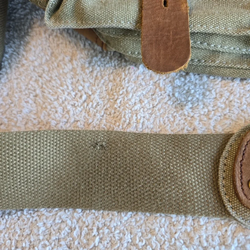 Sechunk Vintage Military Leather Canvas Crossbody Messenger Bag Retro Y2K Vibes